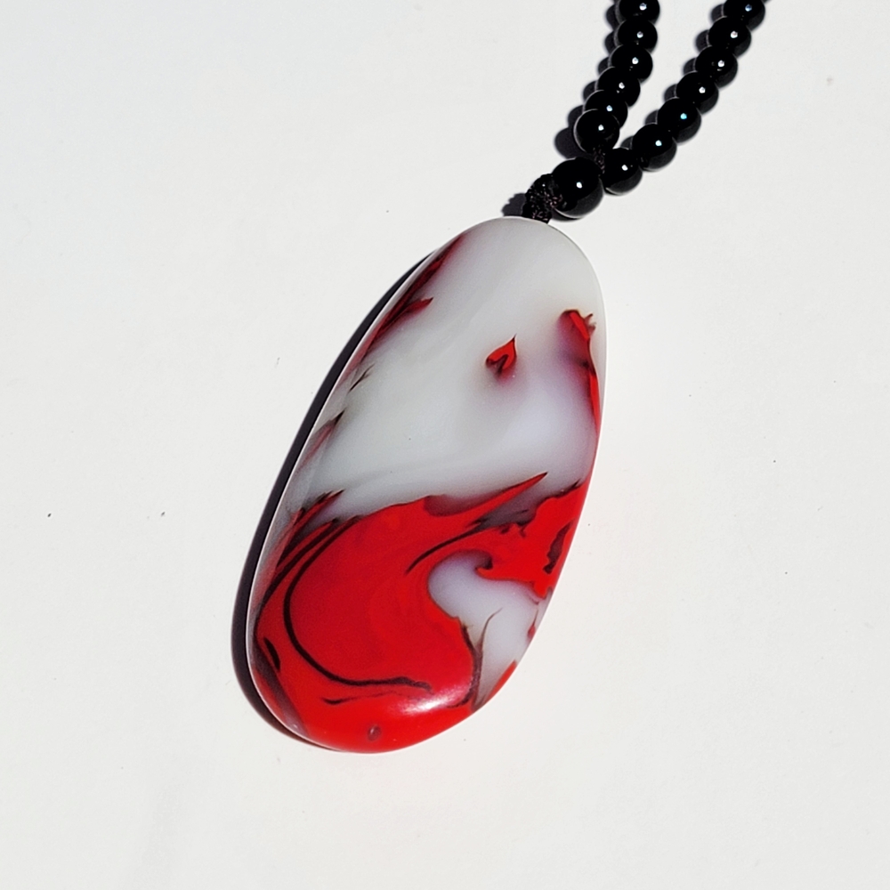 Elegant Red and White  Stone Charm
